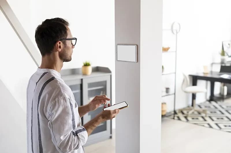 Home controls accessed from a mobile device