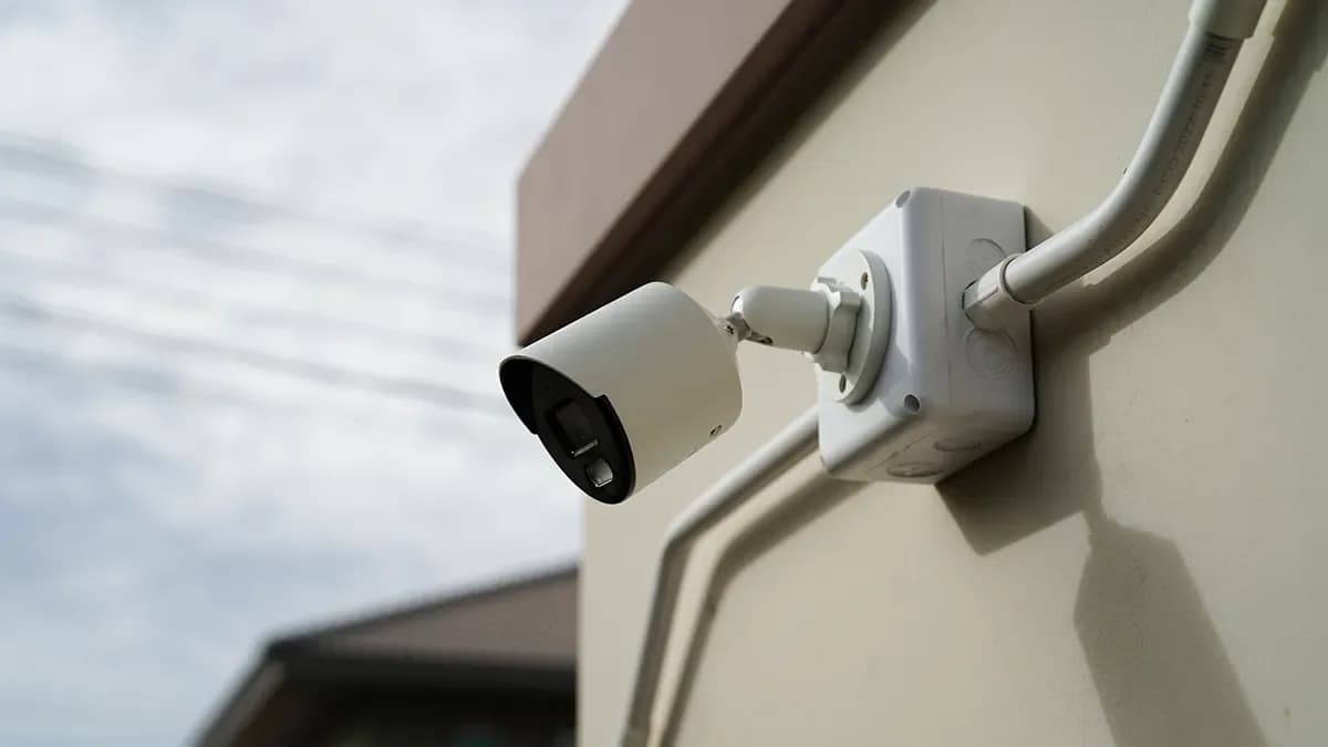 Outdoor security camera on a property