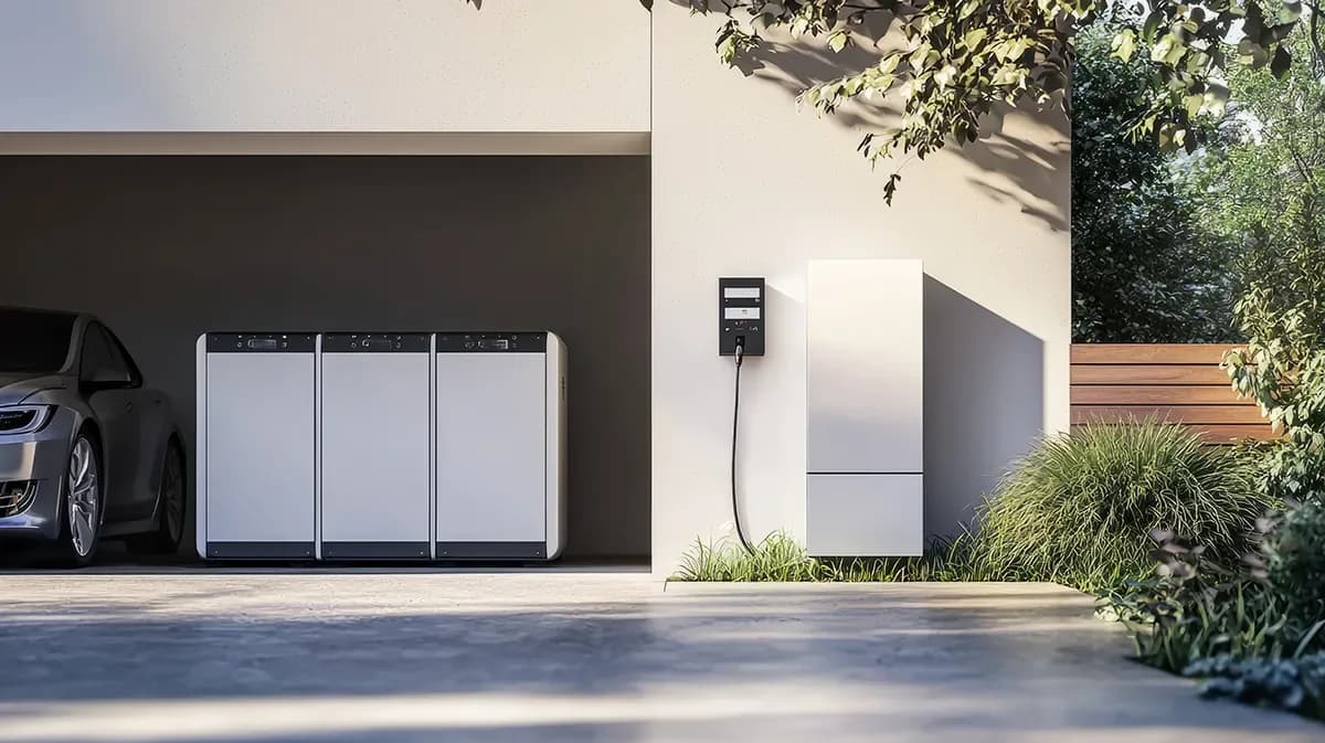 Home with electric vehicle charging and battery storage